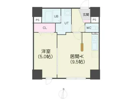 パークヒルズ北円山(1LDK/10階)の間取り写真