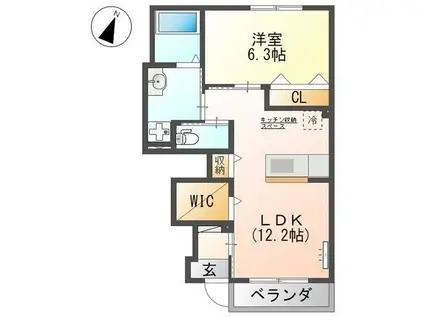 プチ・リジェール(1LDK/1階)の間取り写真