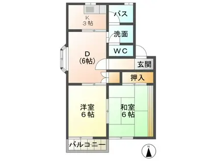 ハイツ今渡C(2DK/2階)の間取り写真