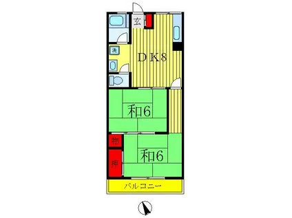 サンハイツ(2DK/2階)の間取り写真