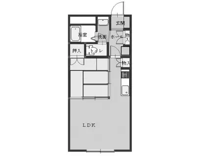 高砂ハイツ高崎東口(1LDK/4階)の間取り写真