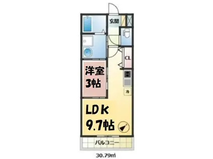 COOKIE(1LDK/3階)の間取り写真