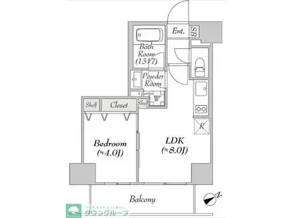 リテラス浅草橋イースト(1LDK/8階)の間取り写真