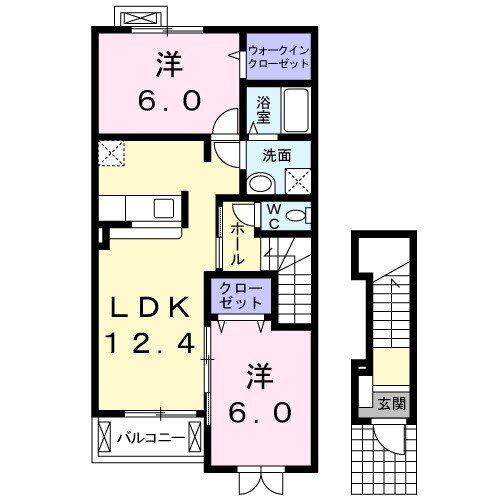 ほほえみ(2LDK/2階)の間取り写真