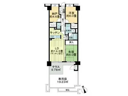 ライオンズマンション中山公園(2SLDK/1階)の間取り写真