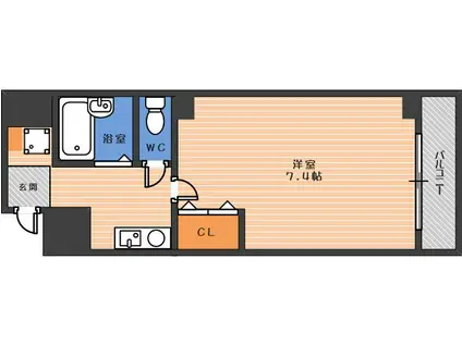 シーダー針中野(1K/3階)の間取り写真