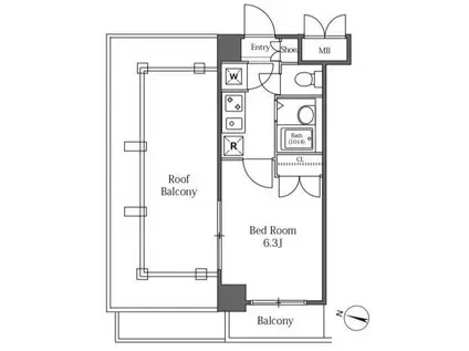 LA SANTE広尾(1K/7階)の間取り写真