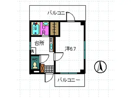 ラドレミファン(1K/2階)の間取り写真