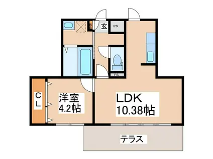 SAIN・K(1LDK/1階)の間取り写真