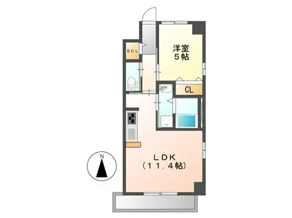 グランドソレイユ道下(1LDK/4階)の間取り写真