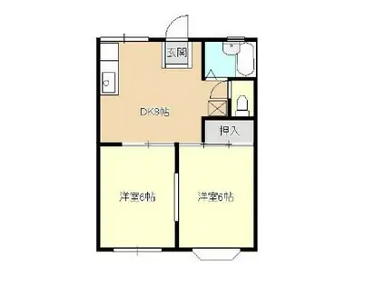 ウェル湘南II(2DK/1階)の間取り写真