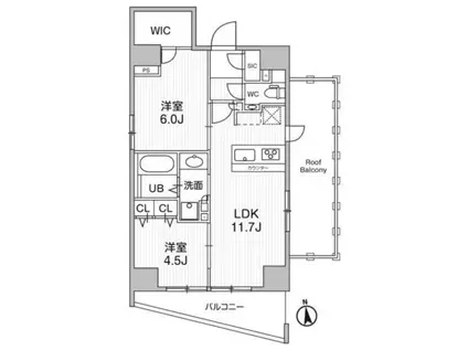 リテラス秋葉原イースト(2LDK/14階)の間取り写真