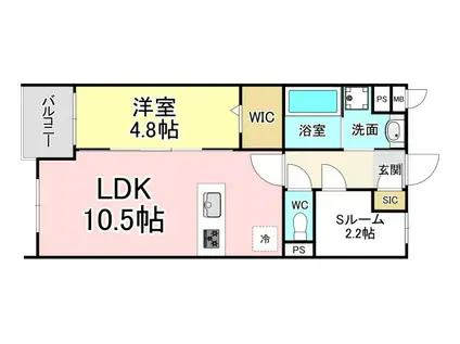 MON665(1SLDK/1階)の間取り写真