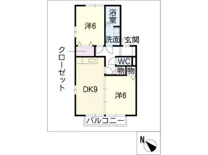 アルモニコA(2DK/1階)の間取り写真