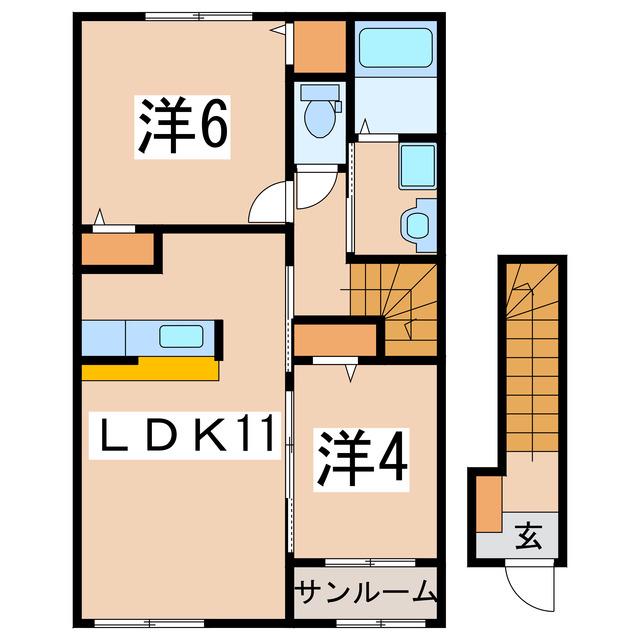 エスパス コンフォルト(2LDK/2階)の間取り写真