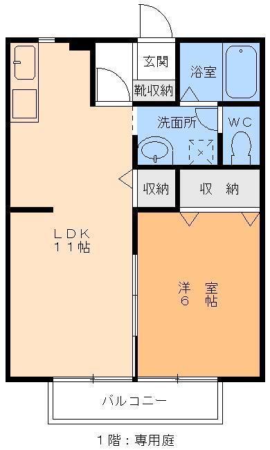 ベリィー・ブラッサム(1LDK/1階)の間取り写真