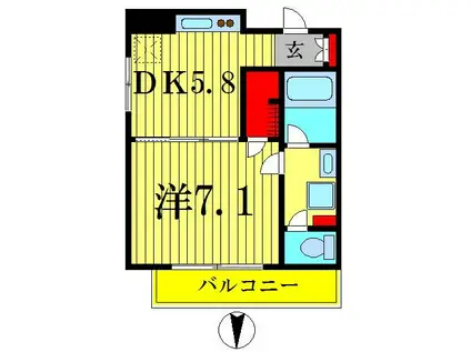 コレット春日(1DK/5階)の間取り写真