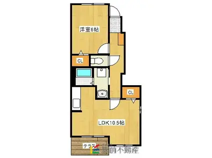 クァイエットリブ(1LDK/1階)の間取り写真