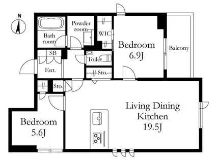 アヴェニール宮崎台(2LDK/3階)の間取り写真