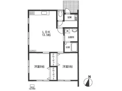 プレジャーハイツII(2LDK/1階)の間取り写真