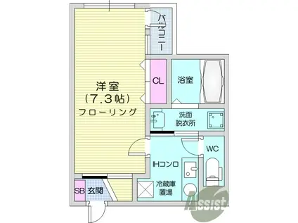 EXGRANDE長町1丁目(1K/1階)の間取り写真