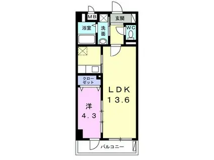 シャン・ド・フルールIII(1LDK/1階)の間取り写真