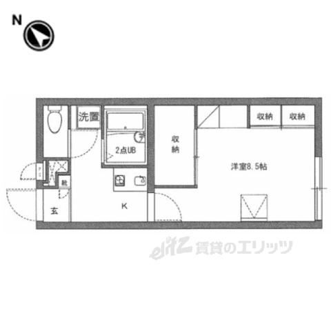 レオパレス天王(1K/1階)の間取り写真
