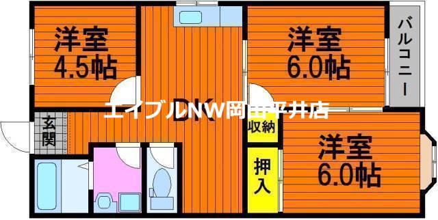 リレイズ葉月I(3DK/2階)の間取り写真