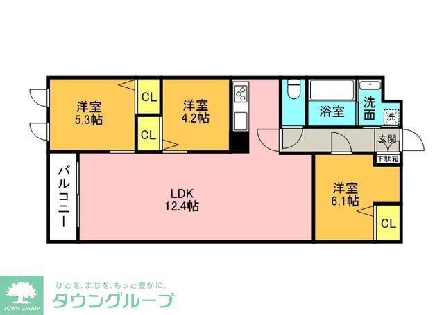 THE BELUGA 世田谷 RESIDENCE(2SLDK/2階)の間取り写真
