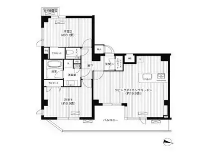 アヴニール元代々木(2LDK/6階)の間取り写真