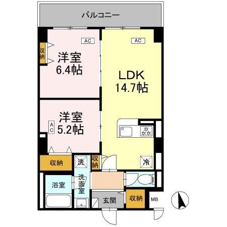 カスタリア西船橋II(2LDK/3階)の間取り写真