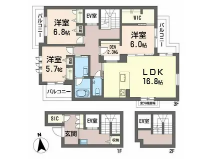 シャーメゾン アムソン(3LDK/3階)の間取り写真