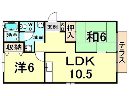 ヴェール伊丹(2LDK/1階)の間取り写真