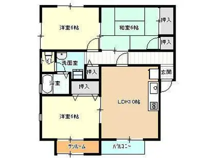 サニーコート長坂(3LDK/1階)の間取り写真