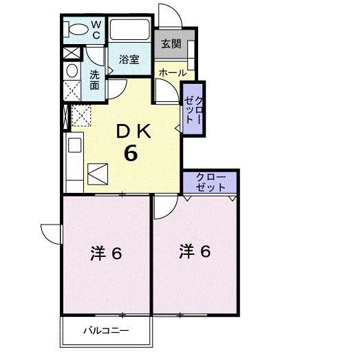 ウリイシパレス(2DK/1階)の間取り写真