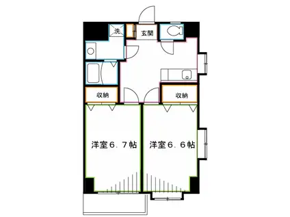 エスポワール本町(2DK/4階)の間取り写真