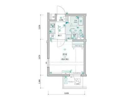 GENOVIA桜上水SKYGARDEN(1K/2階)の間取り写真