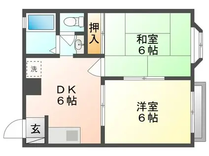 ハウゼロワールII B(2DK/2階)の間取り写真