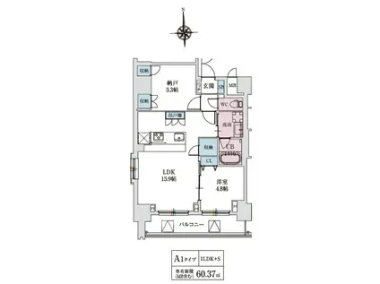 スプランディッド上本町ウエスト(2LDK/6階)の間取り写真