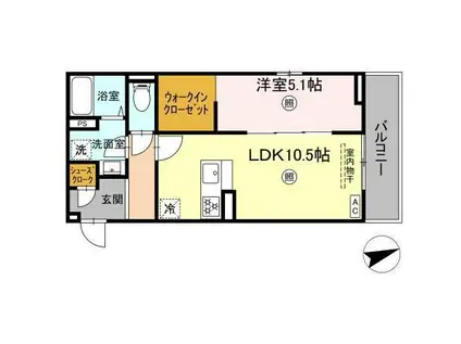 ヴェルシオール リアン(1LDK/3階)の間取り写真