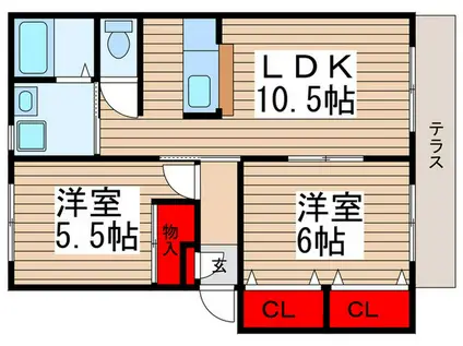 メゾンドールK(2LDK/1階)の間取り写真