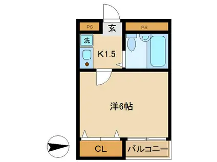 ナシェレKR(1K/1階)の間取り写真