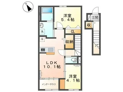 上前ハイツL(2LDK/2階)の間取り写真