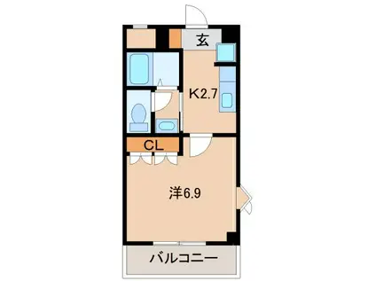 ポートM(1K/2階)の間取り写真