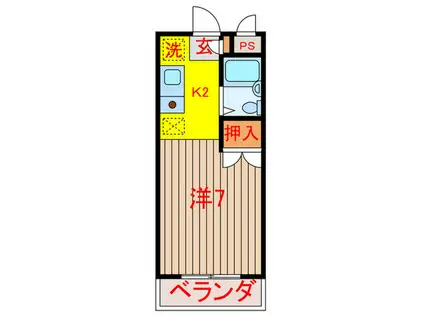 アルカサール西台(1K/2階)の間取り写真