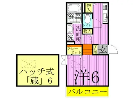 タカラコート2(ワンルーム/1階)の間取り写真