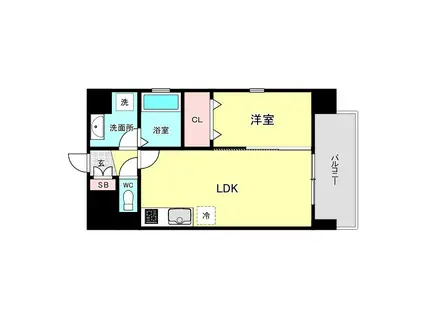 ALZA北堀江(1LDK/4階)の間取り写真