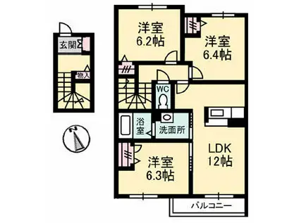 クオーレ光II(3LDK/2階)の間取り写真