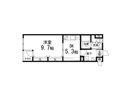 ゾンネモント子平町(1DK/1階)の間取り写真