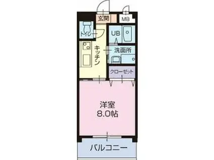 レントリアノン(1K/1階)の間取り写真